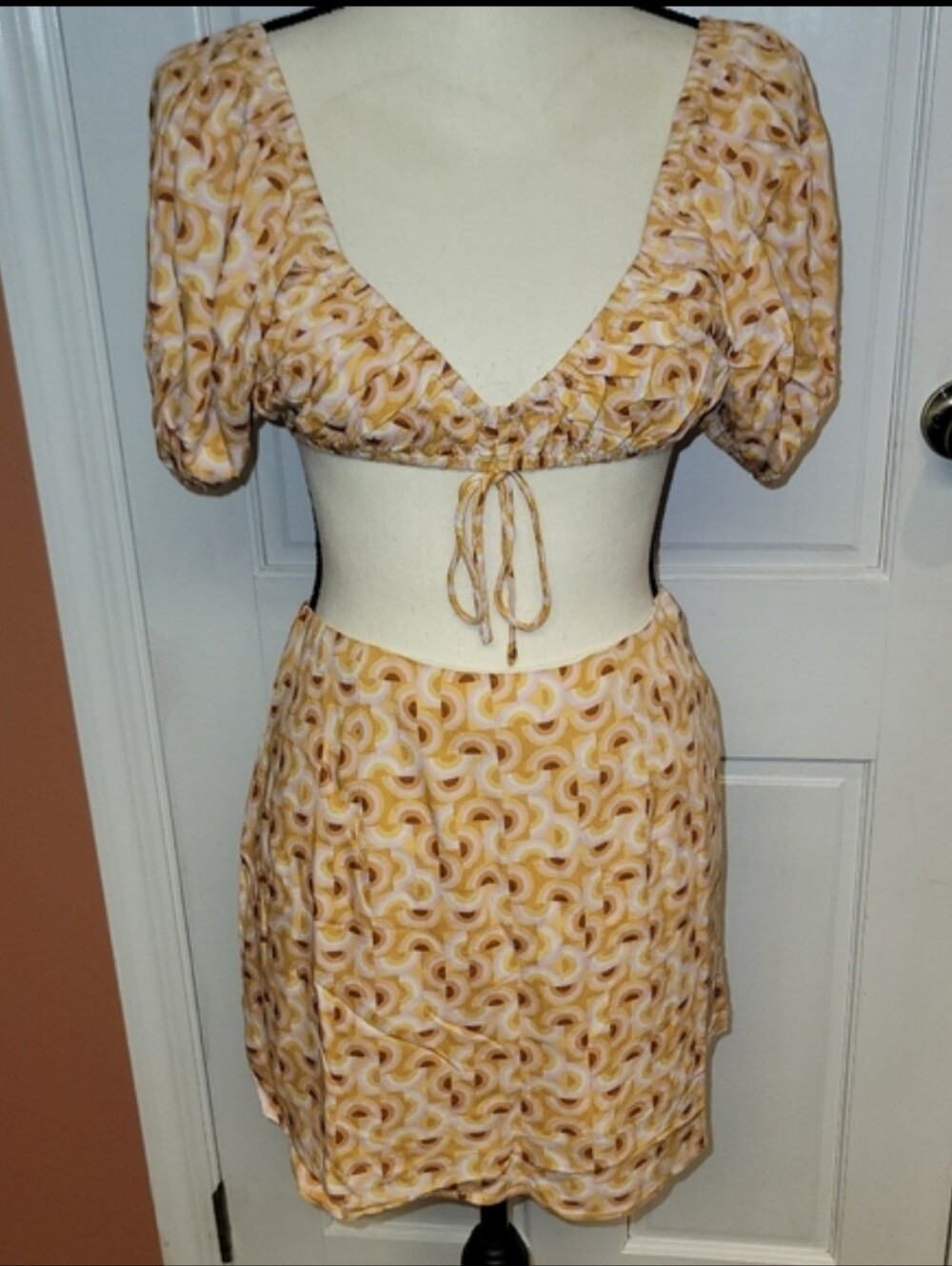 Yellow Patterned Women's Mini Skirt